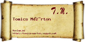 Tomics Márton névjegykártya